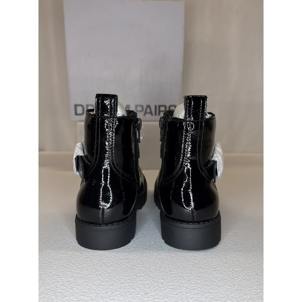 Dream Pairs Kids Combat Boots Size 10 Black Ankle Booties Girls Boys Little Kids
